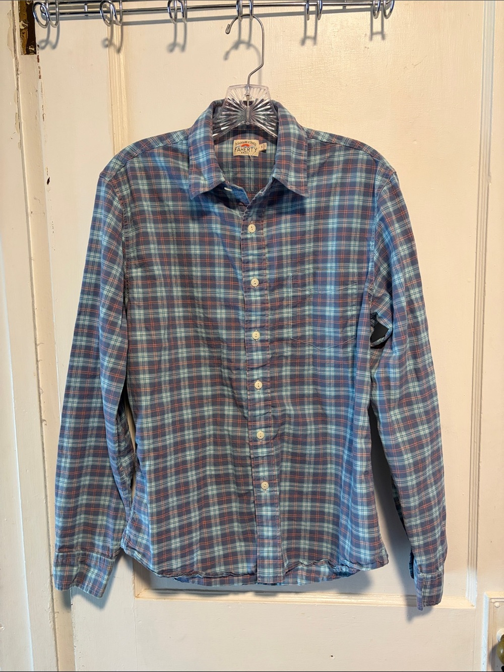 Faherty Men’s Size Small Multicolor Plaid Casual Button-Down Shirt 100% Cotton